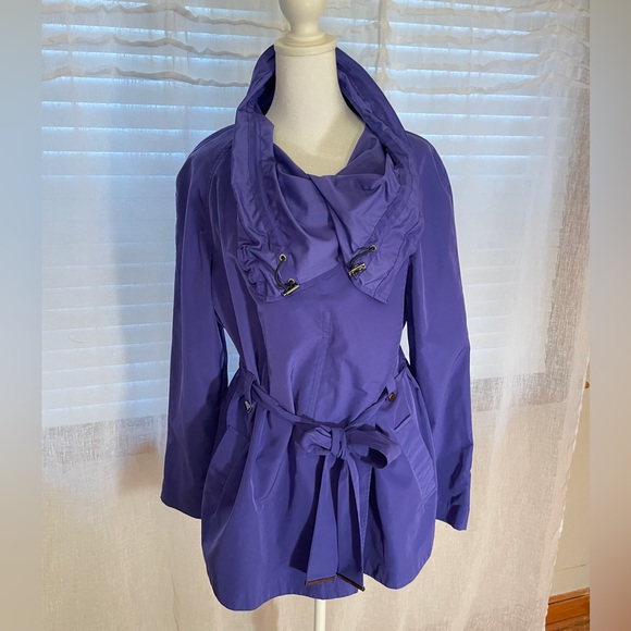 ETCETERA Jacket Coat Like NEW! Size 10 Stylish Versatile Collar, Belted, Violet - Picture 5 of 12